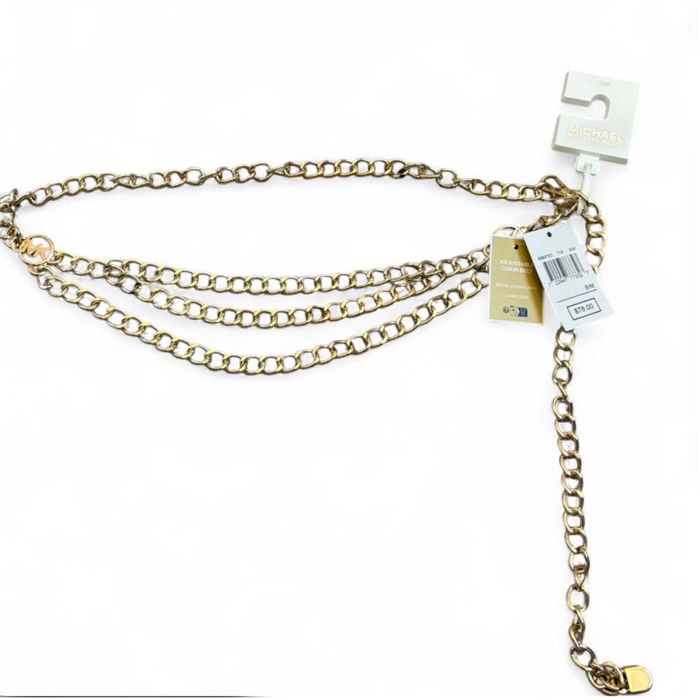 Michael Kors Gold Multi-Row Chain Waist Belt